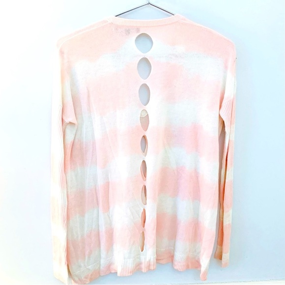 CENTRAL PARK WEST
Tie Dye Cutout V-Neck Pullover, blush and white - Picture 1 of 6